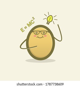 illustration of cute peas, concept thinker, physicist, smart sign, mascot design