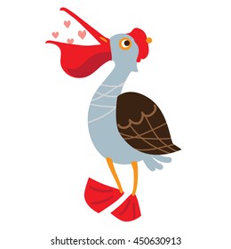 An illustration of a cute pelican in vector format. Nice pelican image for kid's education and fun in nursery and schools, and decoration purposes. Birds collection