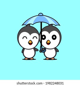 illustration of cute penguin couple vector design