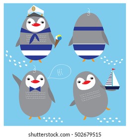 Illustration with cute penguins