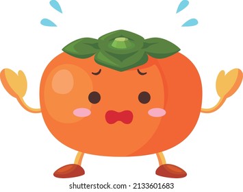Illustration of a cute persimmon character who is impatient