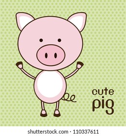 Illustration of a cute pig background, vector illustration