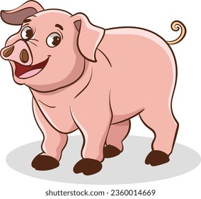 Illustration of a Cute Pig Cartoon Character on a White Background