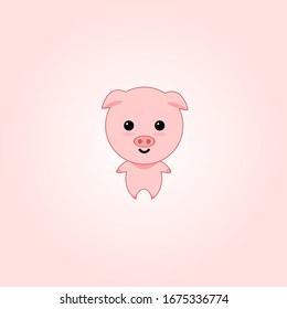 illustration of cute pig character, vector cartoon of pig
