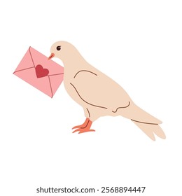 Illustration of a cute pigeon with a letter in its beak