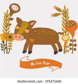 Illustration of cute piglet