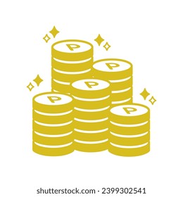 Illustration of cute piles of point coins
