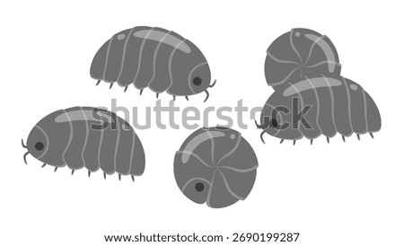 An illustration of cute pillbugs gathering together