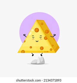 Illustration of cute pillow character meditating