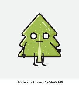 An Illustration of Cute Pine Tree Mascot Vector Character in Flat Design Style