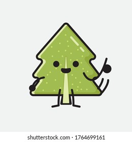 An Illustration of Cute Pine Tree Mascot Vector Character in Flat Design Style