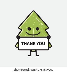 An Illustration of Cute Pine Tree Mascot Vector Character in Flat Design Style