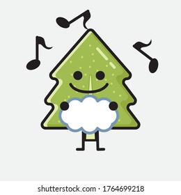 An Illustration of Cute Pine Tree Mascot Vector Character in Flat Design Style