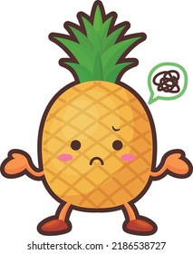 Illustration of a cute pineapple character with a grumpy face