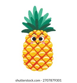 Illustration of cute pineapple fruit crayon symbol icon sticker cartoon expression