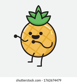 An illustration of Cute Pineapple Fruit Mascot Vector Character in Flat Design Style