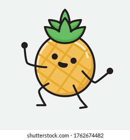 Ilustración del carácter del vector de mascota de piña de piña con estilo de diseño plano