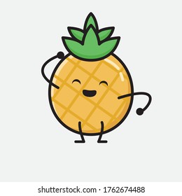 An illustration of Cute Pineapple Fruit Mascot Vector Character in Flat Design Style