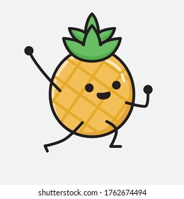 Eine Illustration des Cute Pineaple Fruit Mascot Vector Character in Flach Design Style