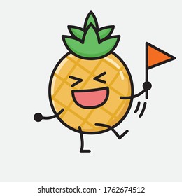 An illustration of Cute Pineapple Fruit Mascot Vector Character in Flat Design Style