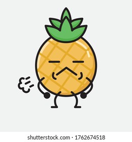 An illustration of Cute Pineapple Fruit Mascot Vector Character in Flat Design Style