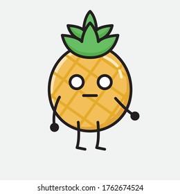 An illustration of Cute Pineapple Fruit Mascot Vector Character in Flat Design Style