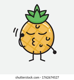 An illustration of Cute Pineapple Fruit Mascot Vector Character in Flat Design Style
