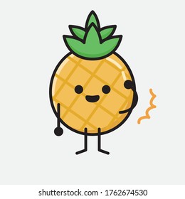 An illustration of Cute Pineapple Fruit Mascot Vector Character in Flat Design Style