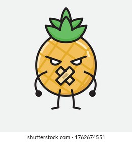 An illustration of Cute Pineapple Fruit Mascot Vector Character in Flat Design Style