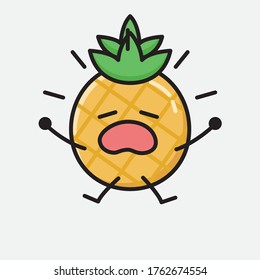 An illustration of Cute Pineapple Fruit Mascot Vector Character in Flat Design Style
