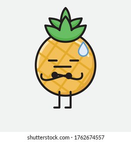 An illustration of Cute Pineapple Fruit Mascot Vector Character in Flat Design Style