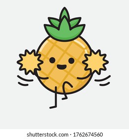Ilustración del carácter del vector de mascota de piña de piña con estilo de diseño plano