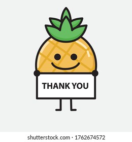 Ilustración del carácter del vector de mascota de piña de piña con estilo de diseño plano