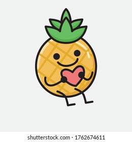 An illustration of Cute Pineapple Fruit Mascot Vector Character in Flat Design Style