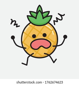 An illustration of Cute Pineapple Fruit Mascot Vector Character in Flat Design Style