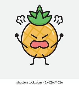 An illustration of Cute Pineapple Fruit Mascot Vector Character in Flat Design Style