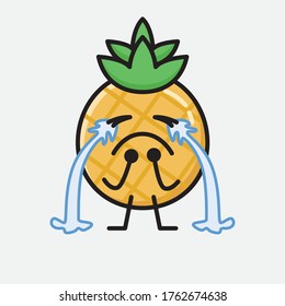 An illustration of Cute Pineapple Fruit Mascot Vector Character in Flat Design Style