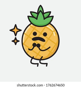 An illustration of Cute Pineapple Fruit Mascot Vector Character in Flat Design Style