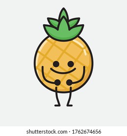 Ilustración del carácter del vector de mascota de piña de piña con estilo de diseño plano