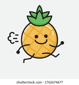 An illustration of Cute Pineapple Fruit Mascot Vector Character in Flat Design Style