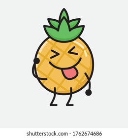 Ilustración del carácter del vector de mascota de piña de piña con estilo de diseño plano