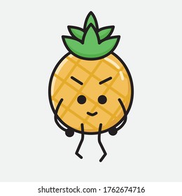 An illustration of Cute Pineapple Fruit Mascot Vector Character in Flat Design Style