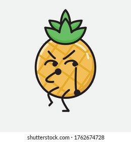 Eine Illustration des Cute Pineaple Fruit Mascot Vector Character in Flach Design Style