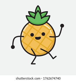 An illustration of Cute Pineapple Fruit Mascot Vector Character in Flat Design Style