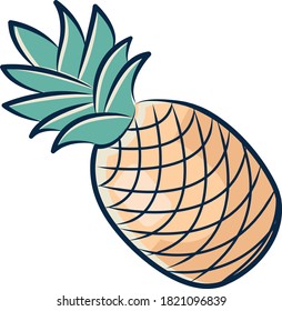 illustration of cute pineapple with shadows and outlines