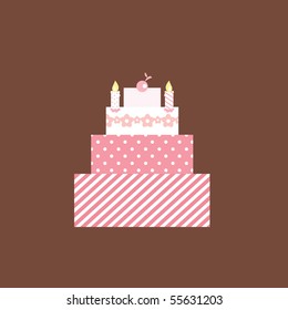 Illustration of a cute pink birthday/wedding Cake.