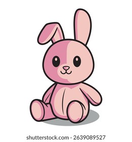 Illustration of a cute pink bunny rabbit toy.