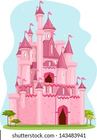 Illustration Of A Cute Pink Castle