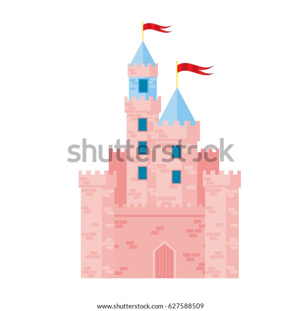 Illustration Cute Pink Castle Vector Stock Vector (Royalty Free) 627588509