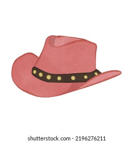 Illustration of cute pink cowboy hat